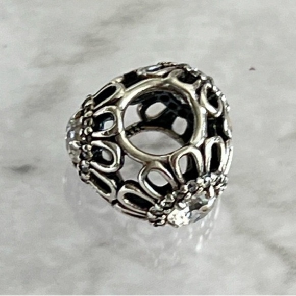 Pandora Clear CZ Floral Brilliance Sparkly Triple Sided Flower Retired Bead - Picture 4 of 4